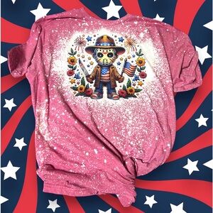 4th of July Jason Voorhees bleach effect shirt
